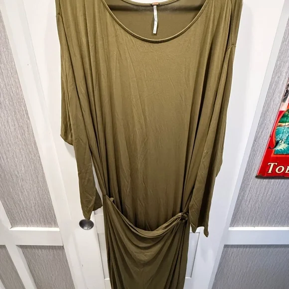 Free People Alyssa Long Sleeve Wrap Dress in Olive size XL - Picture 9 of 13